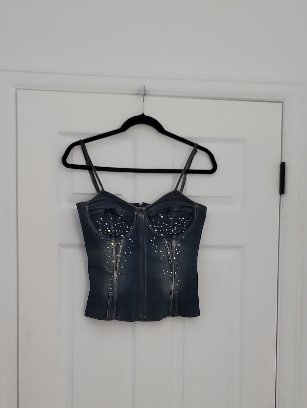 Nikibiki Black Studded Faux-Leather Bustier Camisole